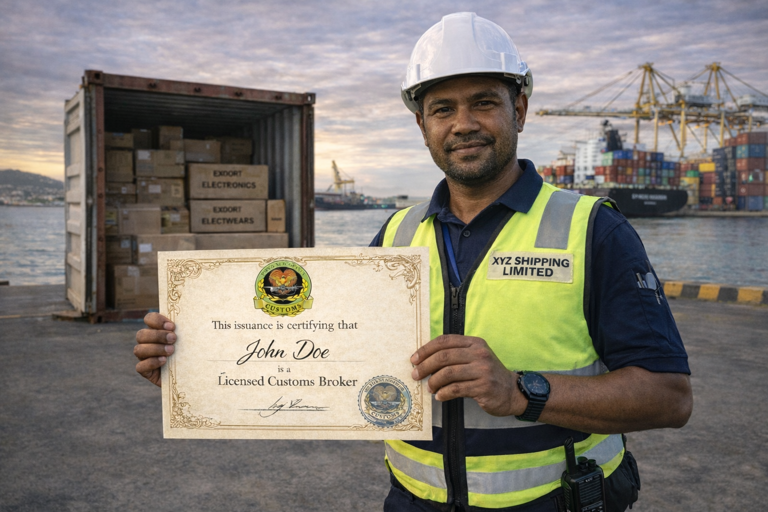 customs broker holding their certificate